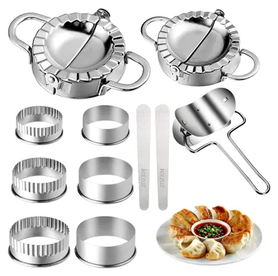 Produktbild von Knödelmacher Set - Knödelformer, Ravioli Ausstecher, Piroggen Cutter, Edelstahl Form - Küchenhelfer