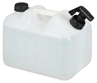 Productafbeelding van Relaxdays waterkanister met kraan, 10 liter, kunststof, BPA-vrij, schroefdeksel, handvat, kanister voor kamperen, wit/zwart