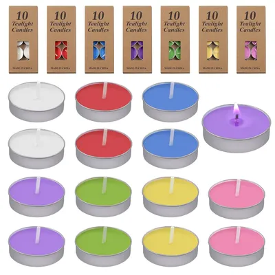 Imagen del producto de Juego de velas pequeñas, 70 unidades, de 3,5 cm de diámetro, de colores, para decoración