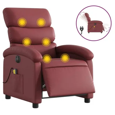 Produktbild von Massagesessel Elektrisch Weinrot Kunstleder