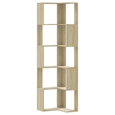 Obrázek produktu pro vidaXL Rohová knihovna 5 polic Sonoma dub 50x50x179 cm Materiál na bázi dřeva