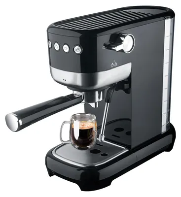Espressomaschine 1350 W, für Pulver & Pads, Doppelauslauf, schwarz