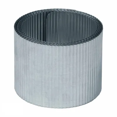 A roll of corrugated metal edging.