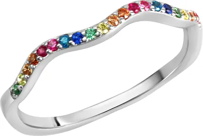 Produktbild von V Ring 925/- Sterling Silber weiß 060 (19,1) Zirkonia bunt 471270401-1