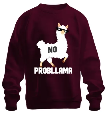 Produktbild von No Problama Lama Sonnenbrille Cool Lustig Alpaka Pixelbrille Sweatshirt Pullover, Burgundy, 3XL