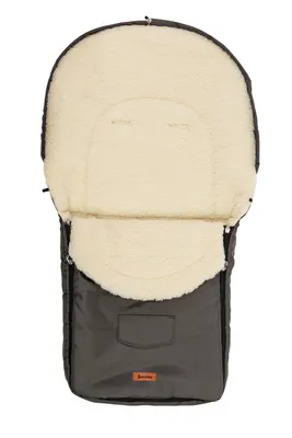 A top-down view of a baby stroller footmuff.