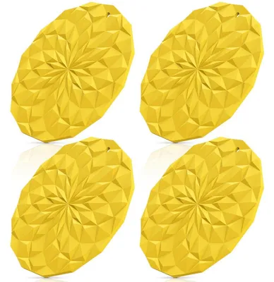 Produktbild von Silikonuntersetzer 4er-Pack Topfablagen 18,8 cm Gelb Hitzebeständig
