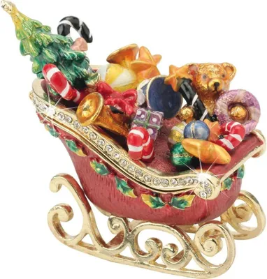 Productafbeelding van Kerstslee met cadeautjes - Decoratieve slee - Feestelijke decoratie - Versierd met kristallen - 108 x 8 x 5 cm