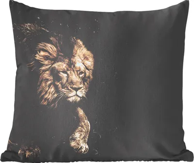 Produktbild von MuchoWow® Zierkissen Sofakissen Wohnzimmer Dekokissen 40x40 cm Löwe - Tiere - Schwarz - Foto Kissen - Schlafzimmer Dekoration