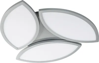 A ceiling light with three petal-shaped diffusers.
