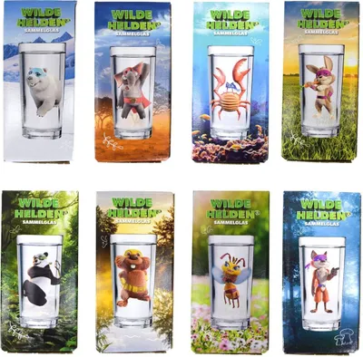 Produktbild von Kindergläser 8er-Set ca. 270 ml Wilde Helden Trinkgläser Wassergläser
