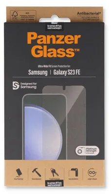 Produktbild von PanzerGlass ® Displayschutz Samsung Galaxy S23 FE | Ultra-Wide Fit, Samsung, Samsung - Galaxy S23 FE, Trockene Anwendung, Kratzresistent, Schockresistent, Antibakteriell, Transparent, 1 Stück(e)