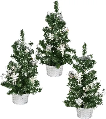 Obrázek produktu pro Stromečky zdobené stříbrné 25 cm, 3 ks