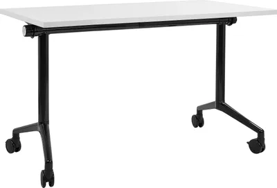 Produktbild von BELIANI Schreibtisch Weiß u. Schwarz 120 x 60 cm Klappbar Faltbar mit Rollen Mobil Bürotisch für Homeoffice Büro Modernes Design