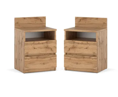 Produktbild von Nachttisch 2 er SET 40x59x32 Nachttischschrank für Schlafzimmer - Nachtkommode mit Schubladen - Beistellschrank - Schlafzimmer Nachttisch Eiche Wotan
