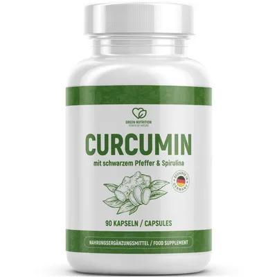 Image de Green Nutrition Capsules de curcumine avec extrait de curcuma et pipérine - 90 capsules végétaliennes - 1x