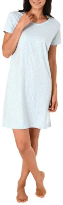 Produktbild von Damen Nachthemd kurzarm mit Minimalprint 191 214 90 904 ; hellblau , 36