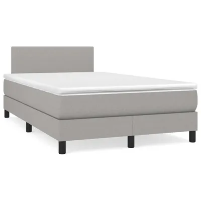 Produktbild von Boxspringbett mit höhenverstellbarem Kopfteil, Taschenfederkernmatratze, mittelharter Unterstützung, Stoff, Hellgrau, 120x200 cm