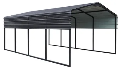 Zdjęcie produktu dla Westmann Carport Kopenhagen M – metalowa wiata garażowa z dachem dwuspadowym