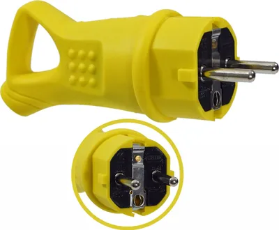 Produktbild von Schukostecker 16A 230V Gummistecker Schuko Schutzkontakt IP44 gelb mit Griff