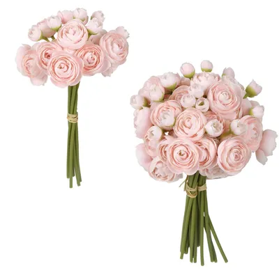 Künstliche Ranunkeln, 12 Stück, rosa, 2 Sträuße, Kunstblumen