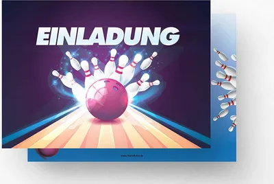 Produktbild von Friendly Fox Einladung Bowling STRIKE - 12 Einladungskarten Bowling zum Geburtstag Kinder Mädchen Junge Teenager - Einladung Kindergeburtstag - Kegel Geburtstagskarte - Bowling Game