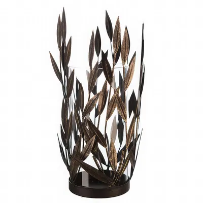 Image de GILDE Windlicht, "Twigs", Blattmotiv, Glas, Metall, goldfarben, , H. 31 cm, D. 13 cm 74963