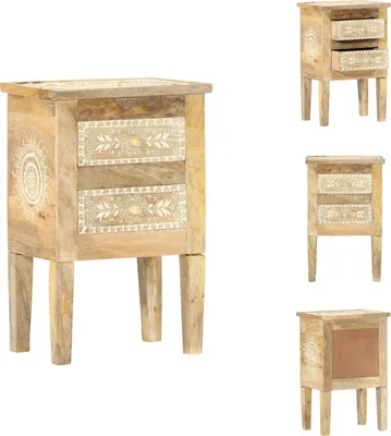 Zdjęcie produktu dla vidaXL Stolik nocny ręcznie malowany 40×30×60 cm lite drewno mango - Stoliki nocne