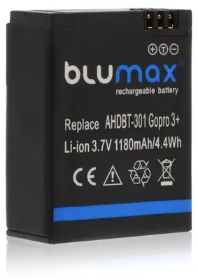 Produktbild von Blumax Akku | für GoPro AHDBT-301 Digitalkamera | Kapazität 1180mAh |Spannung 3,7Volt | Video- und Kamerazubehör