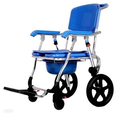 Produktbild von Duschstuhl mit Feststellbaren Rädern, Toilettenstuhl mit Rollen für Senioren, 3-in-1 Klapp-Duschstuhl, mit Abnehmbarem Töpfchen und Klappbaren Fußstützen