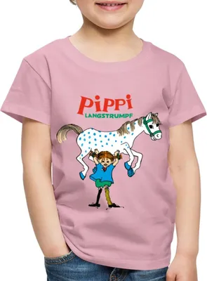 Produktbild von Spreadshirt Pippi Langstrumpf Pippi Hebt Kleiner Onkel Kinder Premium T-Shirt, 122/128 (6 Jahre), Hellrosa