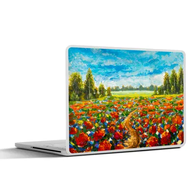 Produktbild von MuchoWow® Laptop Aufkleber Sticker Cover Malerei - Ölfarbe - Blumen - Natur 40x30 cm - Laptop Dekoration - Selbstklebend