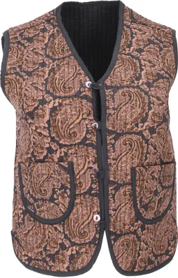 Produktbild von Steppweste, Blockdruck Boho Weste - Braun, Damen, Baumwolle, Größe: L