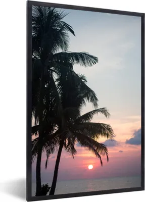 Produktbild von MuchoWow® Gerahmtes Poster Palme - Tropisch - Sonnenuntergang 40x60 cm - Poster mit Schwarzem Bilderrahmen Wandposter Rahmen Foto Bilder - Papierdruck - Wandbilder
