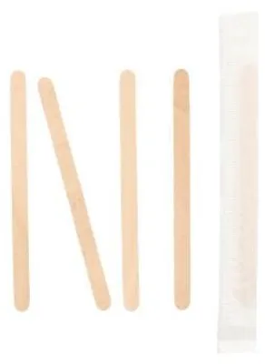 Produktbild von PAPSTAR Rührstäbchen Holz "pure" 9 cm, einzeln verpackt | Spenderkarton (1000 Stück)