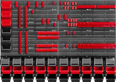 Image de Panneau perforé - Kit de panneaux perforés (Pegboard) - 116 x 78 cm - 80 pièces - Pour atelier