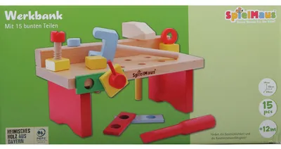 Produktbild von Holz Werkbank Spielzeug 15-teilig 29x14x13cm für Kinder