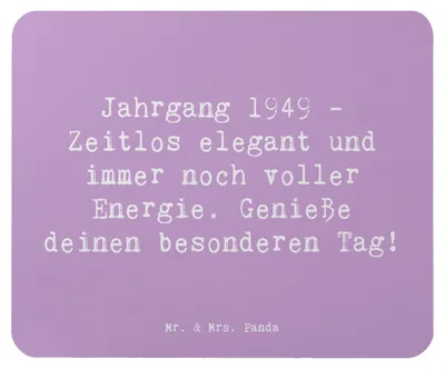Produktbild von Mr. & Mrs. Panda Mauspad Spruch 1949 Geburtstag - Lavendeltraum - Geschenk, Geburtstagsgeschenk, Mousepad, Jahrgang feiern, Lebensstil, inspirierend, laptop, Alter, pc