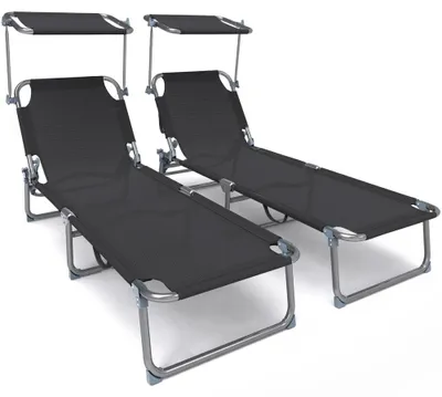 Produktbild von Faltbares Sonnenbett mit Sonnendach, Maximal 110 kg