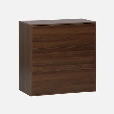 Produktbild von sweeek - Kommode Aufbewahrungsmodul mit Holzdekor 3 Schubladen - Nussbaumfarben