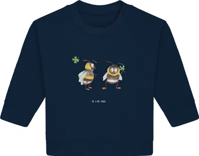 Produktbild von Mr. & Mrs. Panda Organic Baby Pullover Hummeln Kleeblatt 24. - 36. Monat - French Navy - Geschenk, Spruch schön, Bullover, Positiv, Biene, Deko, Hummel, Fröhlich