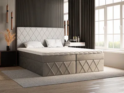 Produktbild von ADIDAR Polsterbett Rudi 140x200cm – Boxspringbett mit Holzrahmen, Matratze, zwei Bettkästen, Stauraum, Topper – Grau Amor Velvet 4320, inkl. Lieferung