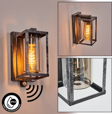 Produktbild von Vibo Außenleuchte mit Bewegungsmelder aus Metall/Glas in Schwarz-Silber