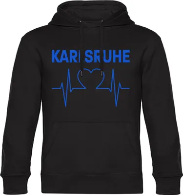 Produktbild von multifanshop Kapuzen Sweatshirt - Karlsruhe - Herzschlag, schwarz, Größe M