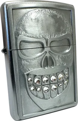 Obrázek produktu pro Zippo v?truodolný zapalova? Skull Smile chrom s t?pytivými zuby saténový povrch