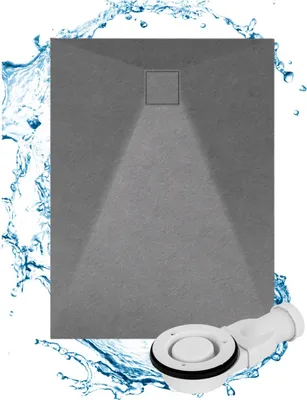 Produktbild von Granitan | Duschwanne Teja - 120x90 cm - Grau - Antirutsch - Hochwertiger SMC Komposit