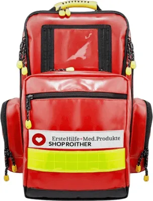 Produktbild von HERZmed® Notfallrucksack YELLOW LARGE PLANE Red mit Nachfüllset Typ 2