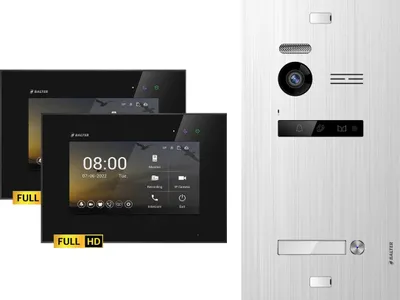 Produktbild von BALTER EVO HD Silber Video Türsprechanlage Set 1 Teilnehmer 2x7" Monitor Schwarz