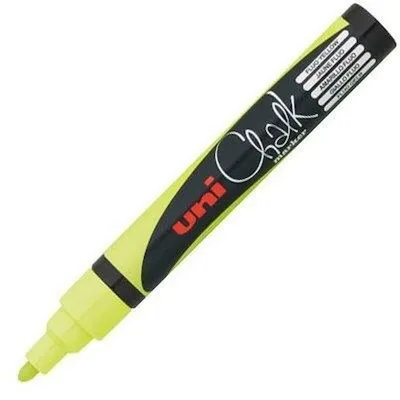 Productafbeelding van Kreidemarkeerders Uni Chalk PWE-5M, 1,8-2,5 mm, geel, verpakking met 6 stuks