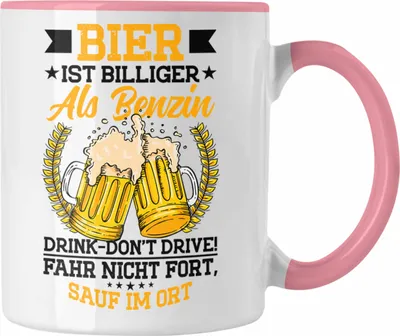 Produktbild von Trendation - Lustiges Bier Trinker Geschenk Tasse Sauf Im Ort Geschenkidee Land (Rosa)